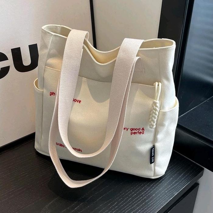 Gambar gudang tas- Tas tote wanita tas laptop tas kuliah import - Cream dari TOKO CANTIK BERSAMA_NEW undefined Tokopedia