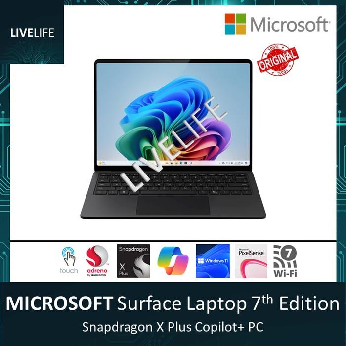 Gambar MICROSOFT Surface Laptop 7 / 7th Edition - 13.8" Qualcomm Snapdragon X Plus A.I. Copilot+ / Copilot Plus PC | 16GB LPDDR5x | 512GB M.2 NVMe SSD | WiFi 7 802.11be - Black dari LiveLife Indonesia undefined Tokopedia