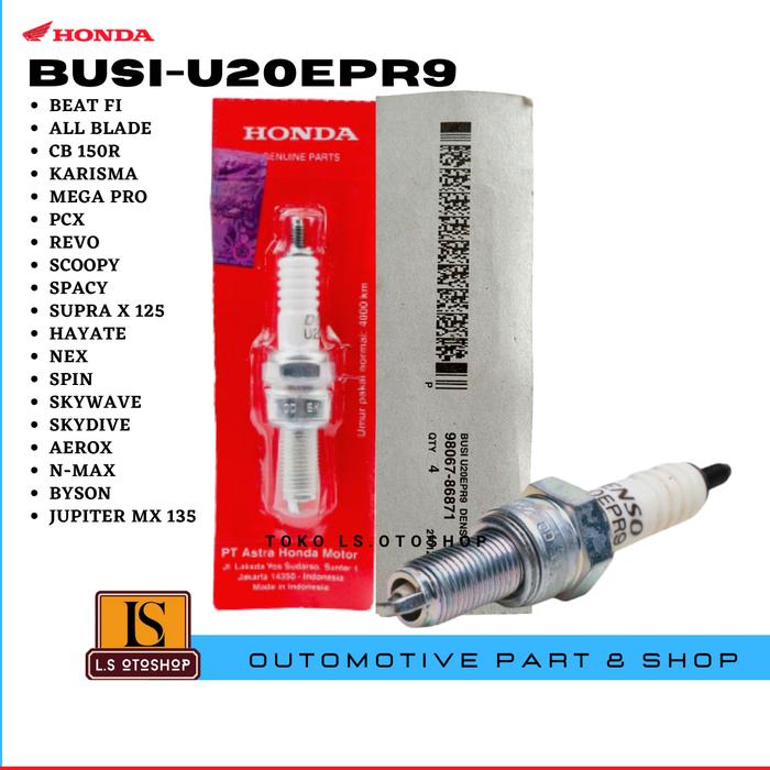 Gambar Busi Beat fi ORI AHM Busi Honda Vario fi original AHM Blade Supra X 125 CB 150R Karisma Mega pro PCX Revo Scoopy Spacy Hyate Skywive Skydrive Aerox Nmax Byson Jupiter MX 135 Denso U20EPR9 ORIGINAL HONDA AHM - OEM/KW.1 dari GRIYA SPERPART_NEW undefined Tokopedia