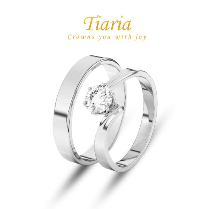 Gambar Ready Cincin Berlian Moisanit /zircon 2-3gram 9K White Gold/Platinum Plated Silver Titanium - TIARIA Cincin Tunangan Nikah Hadiah Sepasang Emas Putih Titanium Silver Perak Asli Anti Karat - Dapat Sertifikat Garansi Gratis Box -AEA--AEA43 - Sepasang dari Tiaria undefined Tokopedia