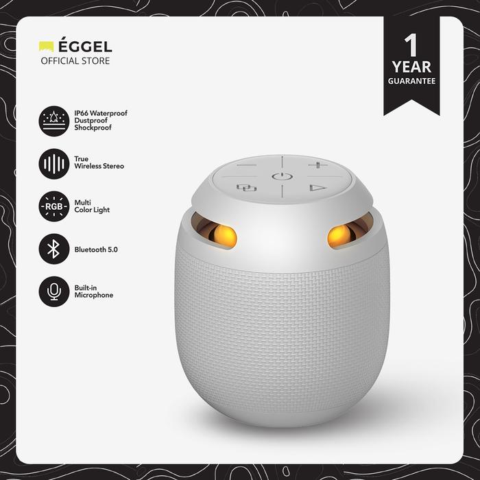 Gambar Eggel Play Waterproof Bluetooth Speaker with RGB Lights - Grey dari EGGEL Official Store JKT undefined Tokopedia