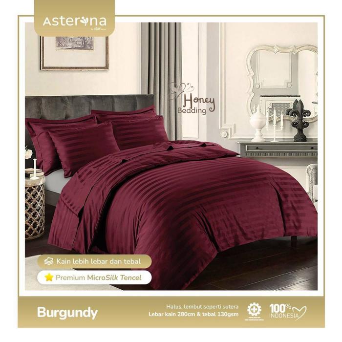 Gambar Sprei dan Sarung Bangul Mikro Tensel motif Salur Banyak Aneka warna part 1 - Burgundy, 90 X 200 X 25 dari Pillowshell Interior undefined Tokopedia