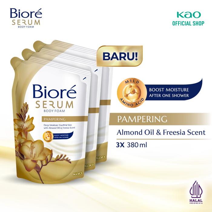 Gambar Biore Serum Body Foam Pampering 380ml Pouch Triplepack - Sabun Mandi Cair Serum dari KAO Indonesia undefined Tokopedia