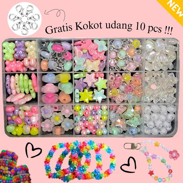 Gambar manik set 15 sekat/ manik one set/ bahan meronce DIY/ manik lengkap murah - paket g, Satu Tali dari Girly beads undefined Tokopedia