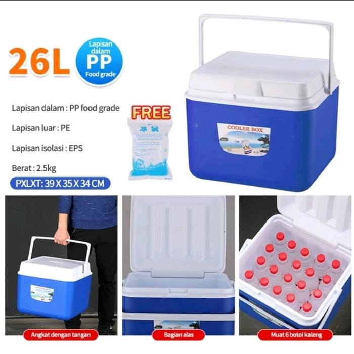 Gambar Cooler Box Roda Berbagai Pilihan Ukuran Cooler Box Outdoor Kotak Beku 24 Jam Tetap Segar Wadah Serba Guna - 26 Liter dari Sippo Official undefined Tokopedia