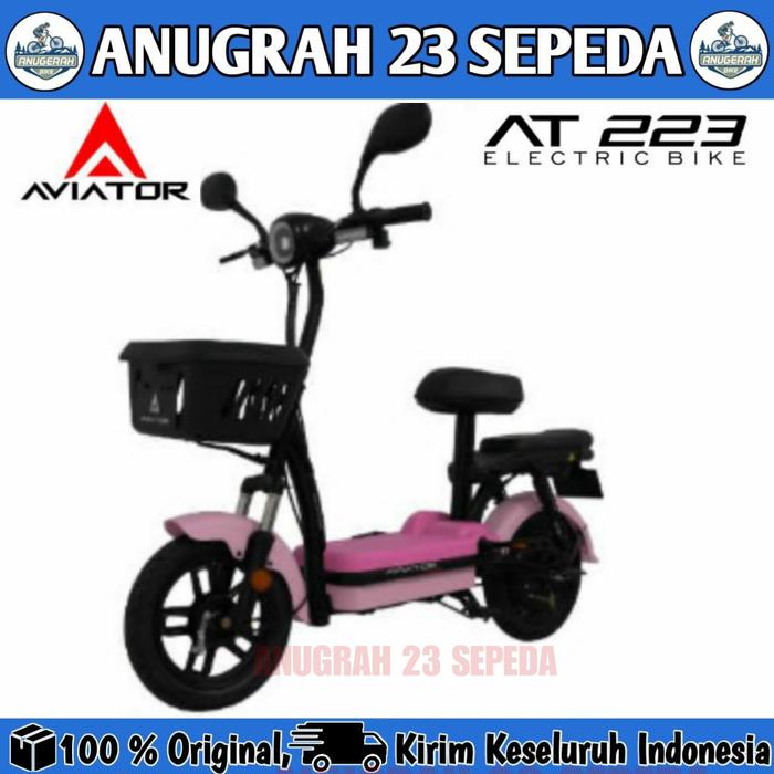 Gambar Sepeda Listrik AVIATOR AT 223 500 Watt Electric E Bike - Pink dari Anugrah 23 sepeda undefined Tokopedia