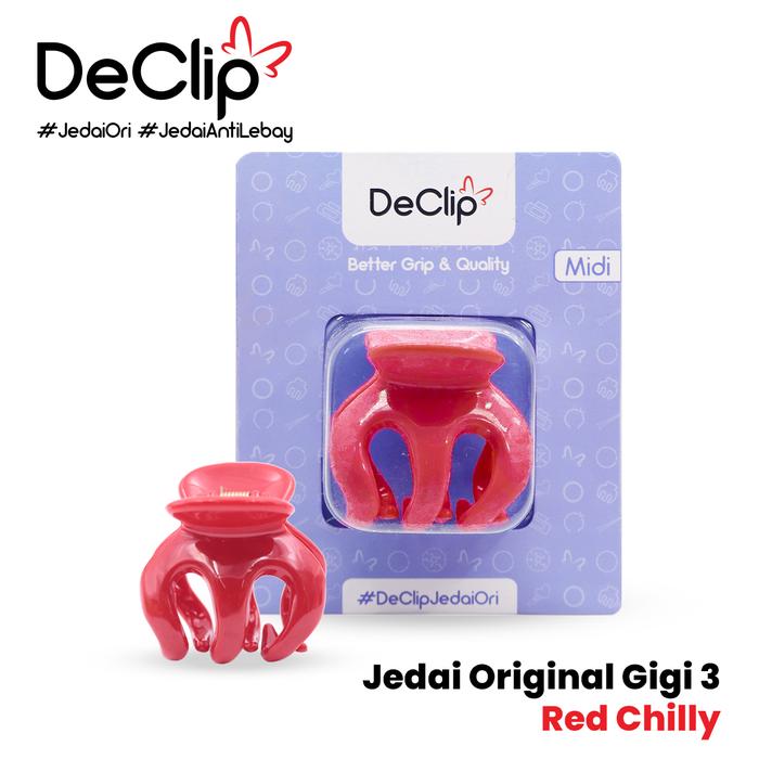 Gambar Jedai rambut Bangkok original Jepit rambut hairclip declip aksesoris gigi 3 ukuran 5cm - Red Chilly dari Declip undefined Tokopedia