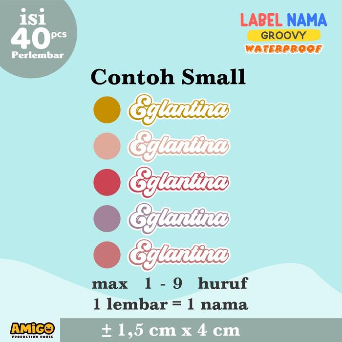 Gambar Sticker Label Aesthetic Nama Groovy Estetik Anak Alat Tulis ATK Stiker Buku Stiker Pensil Custom - Small, Golden Brown dari Amigo Production undefined Tokopedia