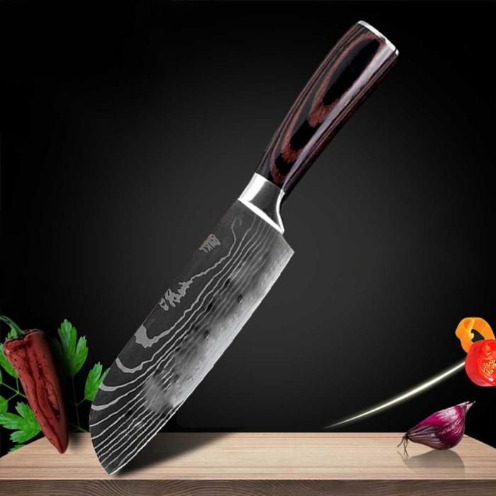 Gambar Pisau Dapur Daging Serba Guna Super Tajam 8 Inch Sharp Knife Pattern - 7" Santoku dari Avelioo undefined Tokopedia