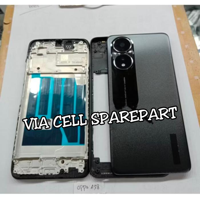 Gambar Back Casing Kesing Housing Fullset Oppo A58 4G Frame LCD + Bezel + Backdoor - Hitam dari YT.Part026 undefined Tokopedia