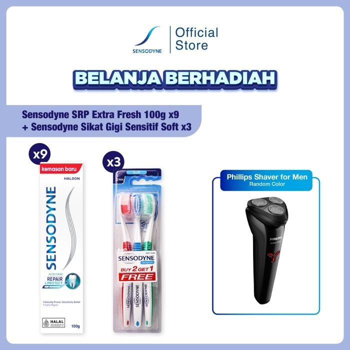 Gambar [RS] Sensodyne Sensitive Repair & Protect Extra Fresh 100gx9 + Sensodyne Sikat Gigi Sensitif Buy 2 Get 1 Freex3 GET Shaver dari Sensodyne Indonesia undefined Tokopedia