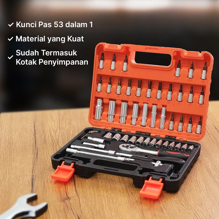 Gambar Kunci Pas Set Hand Tools Kit Lengkap 53 in 1 kuncisok dari fathir allshop undefined Tokopedia
