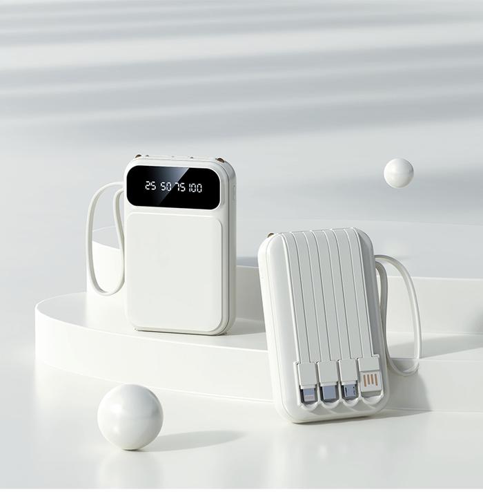 Gambar Power bank 30000mAh LED Power Display Mini Portable Built-in 4IN1 charge cable LED Light Bank Daya Pengisian External Powerbank Baterai Flashlight Charger - Putih dari irithel88 undefined Tokopedia