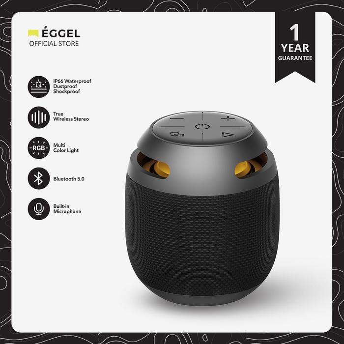 Gambar Eggel Play Waterproof Bluetooth Speaker with RGB Lights - Black dari EGGEL Official Store SBY undefined Tokopedia