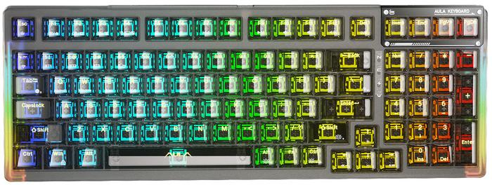 Gambar Keyboard Gaming Gasket Mechanical Hotswap AULA F98 Fully Transparent with 3 mode connection COOL LIGHT EFFECT - Hitam dari SET Gaming Gear Official undefined Tokopedia