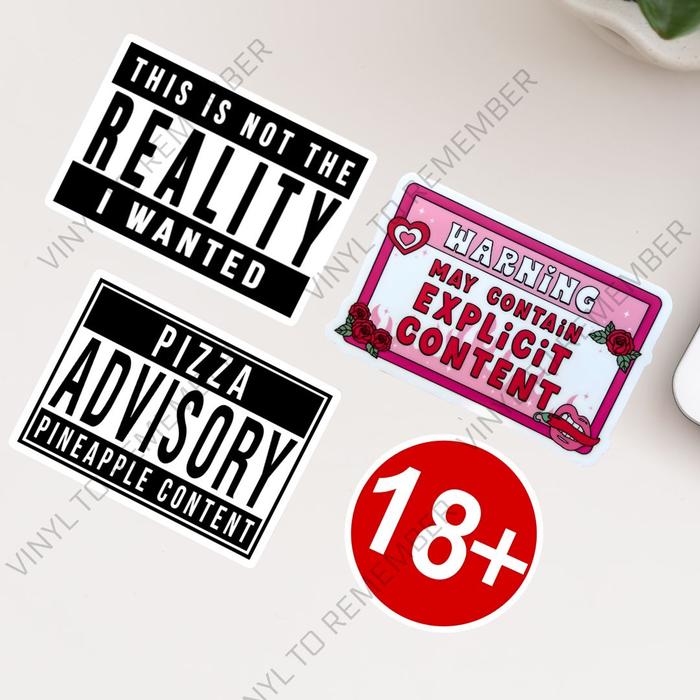Gambar Sticker Pack Warning Explicit Peringatan Kata Kata Quotes Motivasi Parental Advisory 18 Pizza Lucu Retro Vintage Meme Kaca Kulkas Koper Laptop - Pack 1 dari RyuDesignstudio undefined Tokopedia