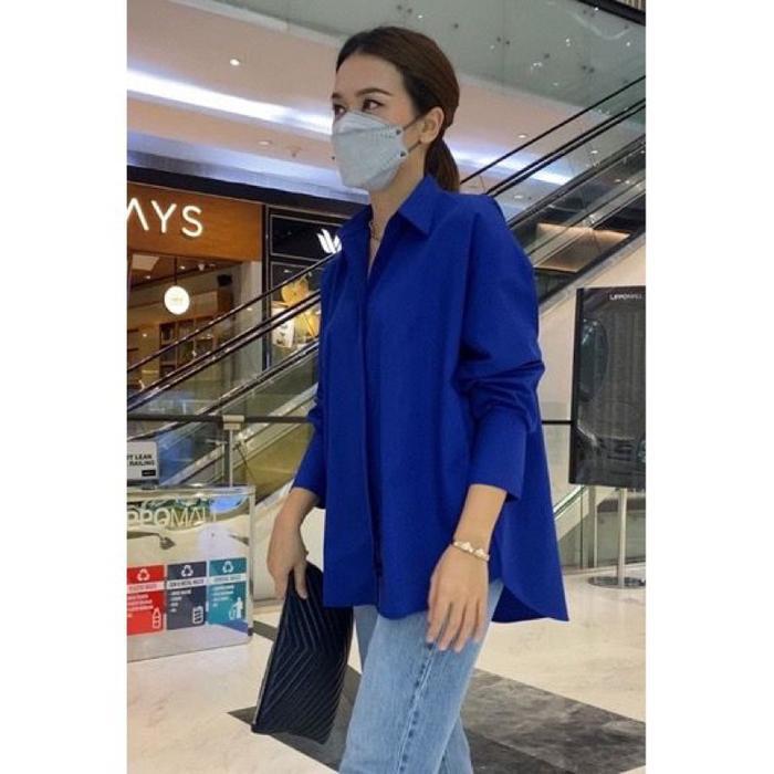 Gambar Gaudy Atasan Wanita Kemeja Kerja Katun Shirt - ELEKTRIK BLUE dari VAW-Shop undefined Tokopedia