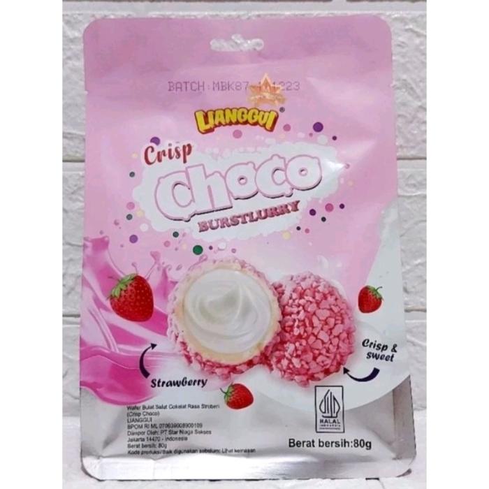 Gambar [HALAL] LIANGGUI CRISP CHOCO BURSTLURRY 80gr | CRISPY CHOCO | WAFER BULAT SALUT COKELAT RASA CHOCO MILK/ COCONUT/ STRAWBERRY/ KELAPA/ STROBERI/ LIANG GUI | SNACK | COKELAT |  CEMILAN | WAFER - LG STRAWBERRY dari Medan Market 99 undefined Tokopedia