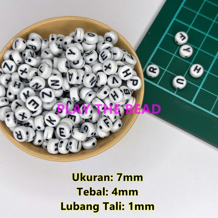 Gambar Manik Huruf Hitam Dasar Putih, Manik Huruf, Meronce, Manik ABC - Pph Pth Hrf Htm dari Play The Bead undefined Tokopedia