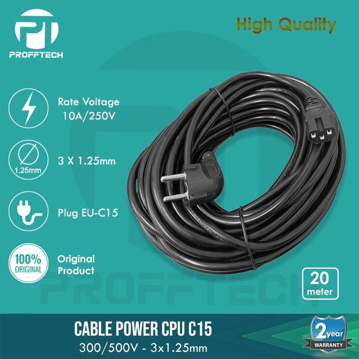 Gambar Kabel Power PC CPU Komputer C15 Tebal 1.25mm 15m 20m Original - 20 meter dari PP Computer undefined Tokopedia