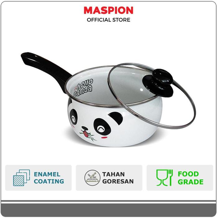 Gambar MASPION PANCI ENAMEL SAUCEPAN HELLO PANDA 18 CM + TUTUP KACA - PANDA SP 18 dari nidastoree5 undefined Tokopedia