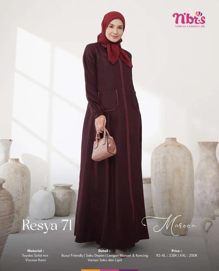 Gambar Nibras new Gamis Wanita Resya 71 Dress Busui Syari Busana Muslim - maroon, L dari Nibras House Store undefined Tokopedia