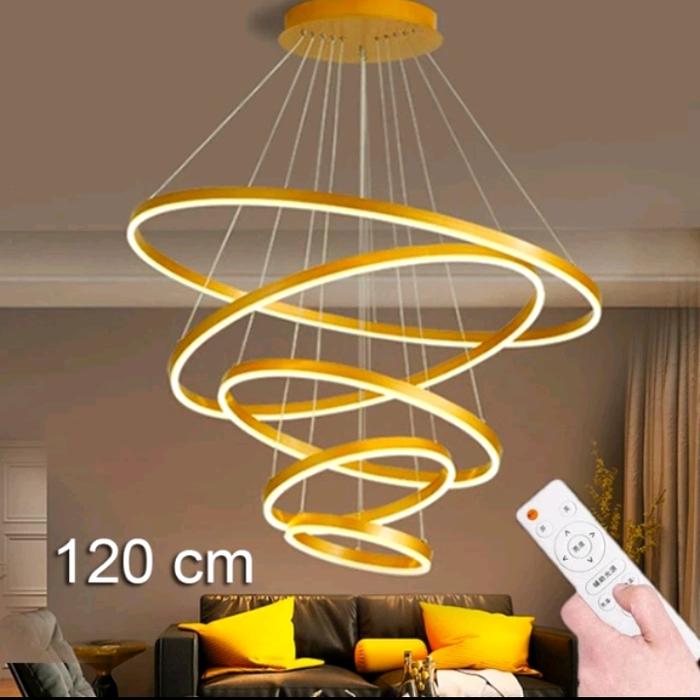 Gambar Lampu gantung minimalis modern LED Ring 120cm with remote - 5 RING 120CM dari LAMPU MODERN undefined Tokopedia