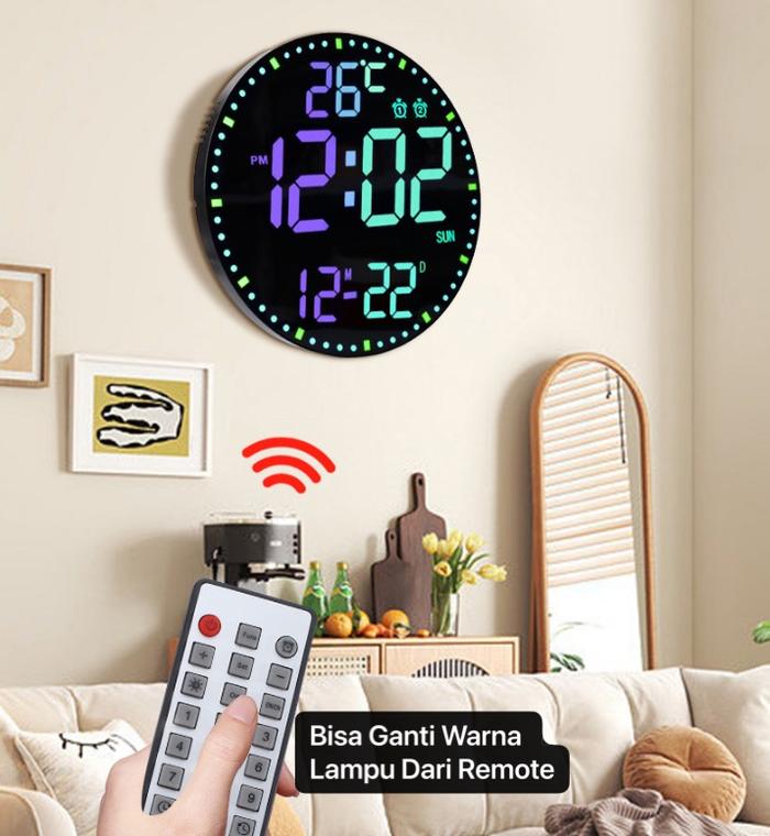 Gambar JD-14 SOHA Jam Dinding Digital LED Besar Free Remote Warna Bisa Atur - JD-14 Hitam dari DistriButor Home Living undefined Tokopedia