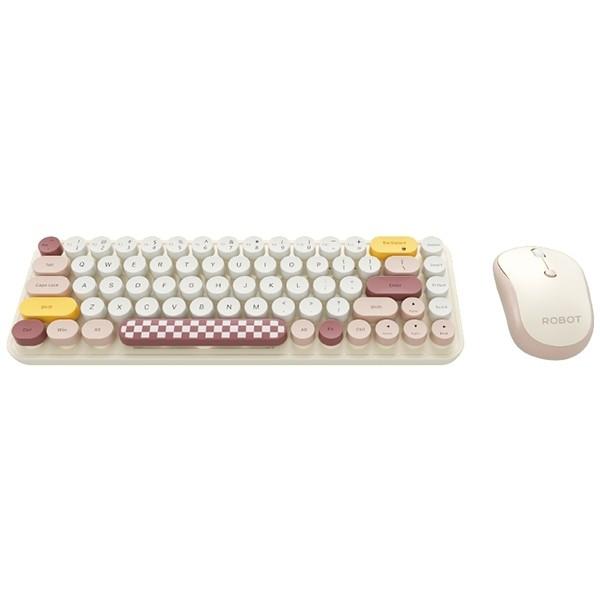 Gambar ROBOT KM3600 Pastel Colorful Set Wireless Mouse & Keyboard Combo 2.4G Garansi 1 Tahun - Rice White dari STONES ACC 89A undefined Tokopedia