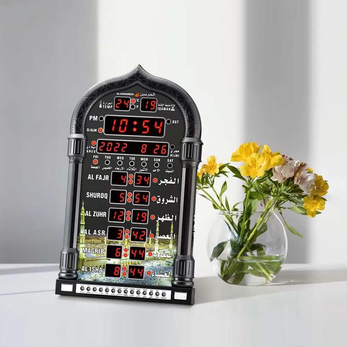 Gambar JAM DINDING DIGITAL ANALOG ADZAN OTOMATIS ALARM CLOCK CALENDAR JAM MEJA 5 WAKTU LED - Hitam dari COORDINATE Official undefined Tokopedia