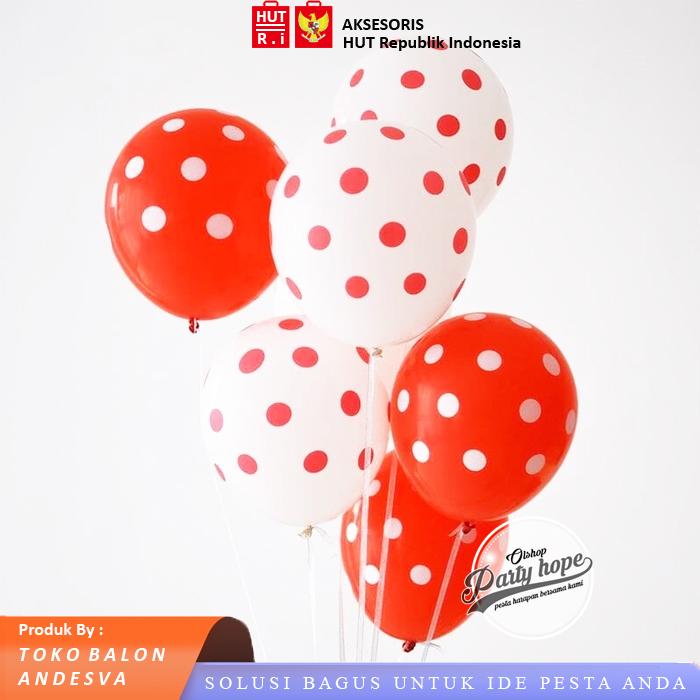 Gambar Balon Merah Putih Hut RI Latex / Balon Merah Putih Dirgahayu RI / balon metalik merah putih / balon doff merah putih / balon merah putih love / balon motif hati merah putih - polkadot, M.P-isi-50 dari PARTY HOPE 2 undefined Tokopedia