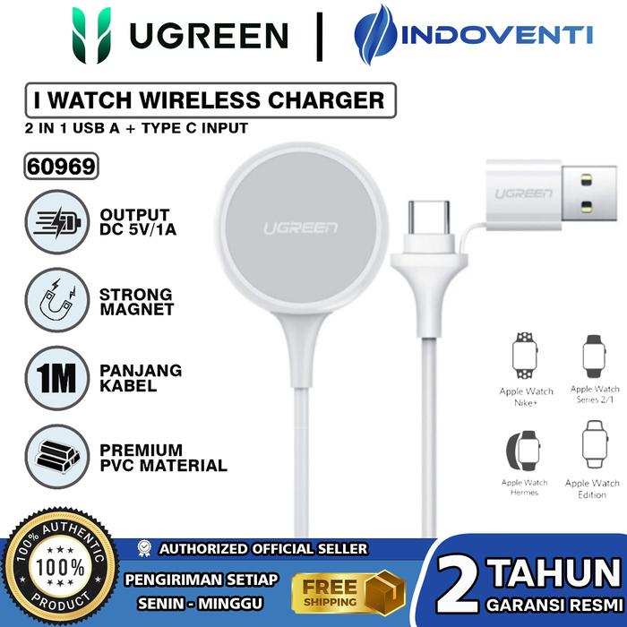 Gambar UGREEN Kabel Charger USB C iWatch Apple Watch Magnetic Charging Portable For 3 6 SE Nike Hermes - 60969 Kabel dari INDOVENTI undefined Tokopedia