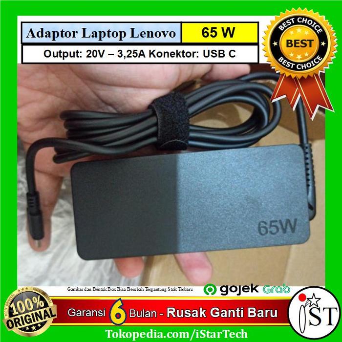 Gambar Adaptor Charger Lenovo 65W USB Type-C Thinkpad T480 Yoga 20V-3.25A Original dari istartech undefined Tokopedia