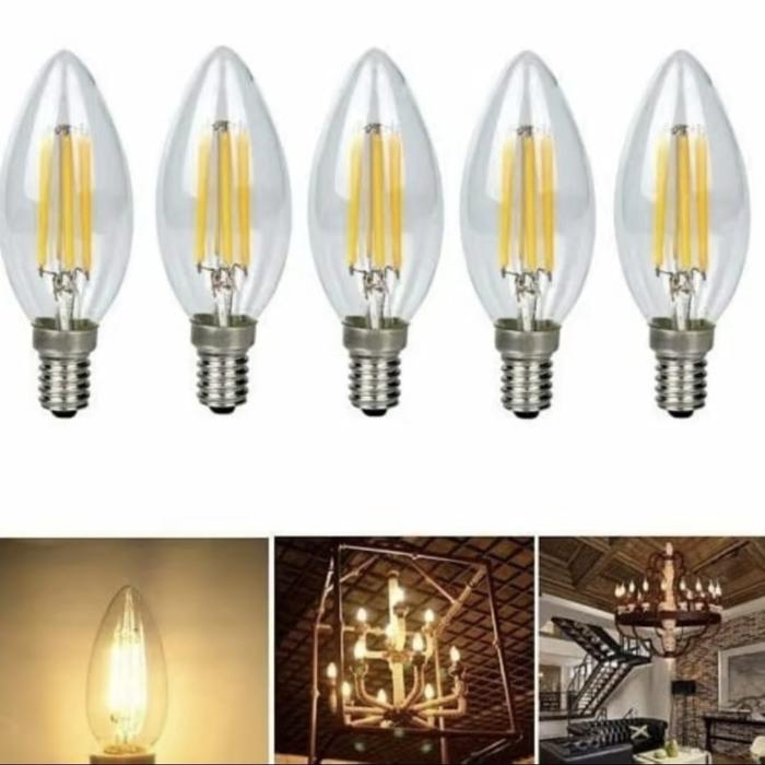 Gambar Lampu LED Filament Candle E14 Voltage 229-240V, C35-4w-2700K 4W Alat BISA COD dari hodolighting22 undefined Tokopedia