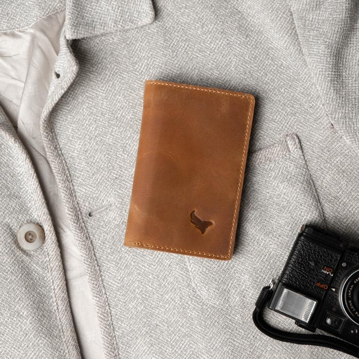 Gambar Dompet Pria Lipat 3/4 Kulit Asli Crazy Horse Kartu Uang - Tan dari ART LEATHER_NEW undefined Tokopedia