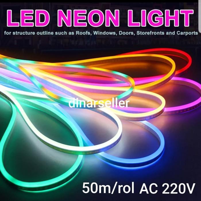 Gambar FF NEON FLEX 50 METER + 5PC SOKET 220V LED NEON FLEKSIBEL SELANG SUSU - Merah dari Prima Indo Official undefined Tokopedia