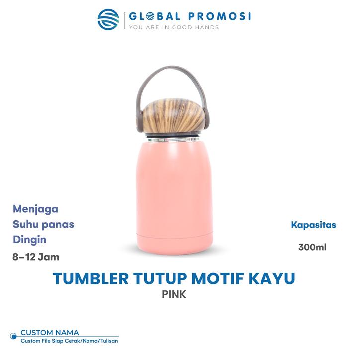 Gambar Custom Termos Mini Anak Print UV Premium 300ml Stainless Steel Tutup Motif Kayu - Pink, POLOSAN dari Global Promosi_NEW undefined Tokopedia