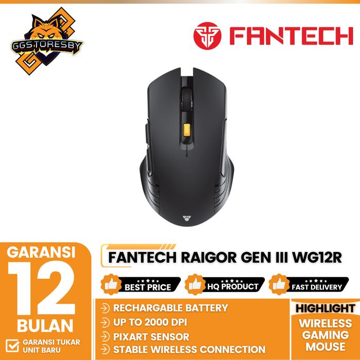 Gambar FANTECH RAIGOR GEN III WG12R WIRELESS Gaming Mouse - WG12R-BLK dari GGSTORESBY undefined Tokopedia