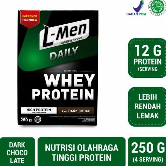 Gambar L-MEN DAILY WHEY PROTEIN DARK CHOCOLATE 250 GR SUSU SUPLEMEN FITNESS AGUNG.J25 dari Agung Jaya2 undefined Tokopedia