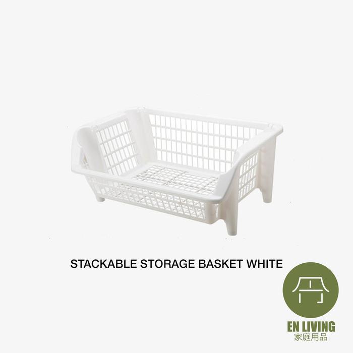 Gambar EN LIVING Stackable Storage Basket WHITE / Keranjang Basket Serbaguna - STORAGE BASKET dari EN LIVING Kota Bandung Tokopedia