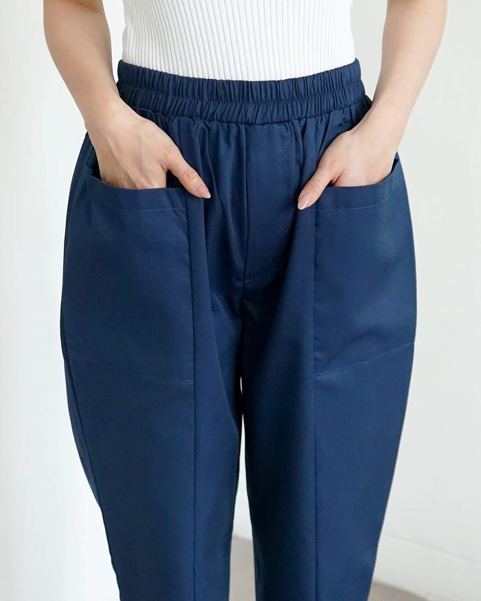 Gambar Celana Wanita Panjang Kerja Kantor Straight Highwaist Jumbo Asoka Pants Big Size Korea Bahan Katun putih hitam cream krem biru navy coklat milo choco - BIRU NAVY dari Batik Danara undefined Tokopedia