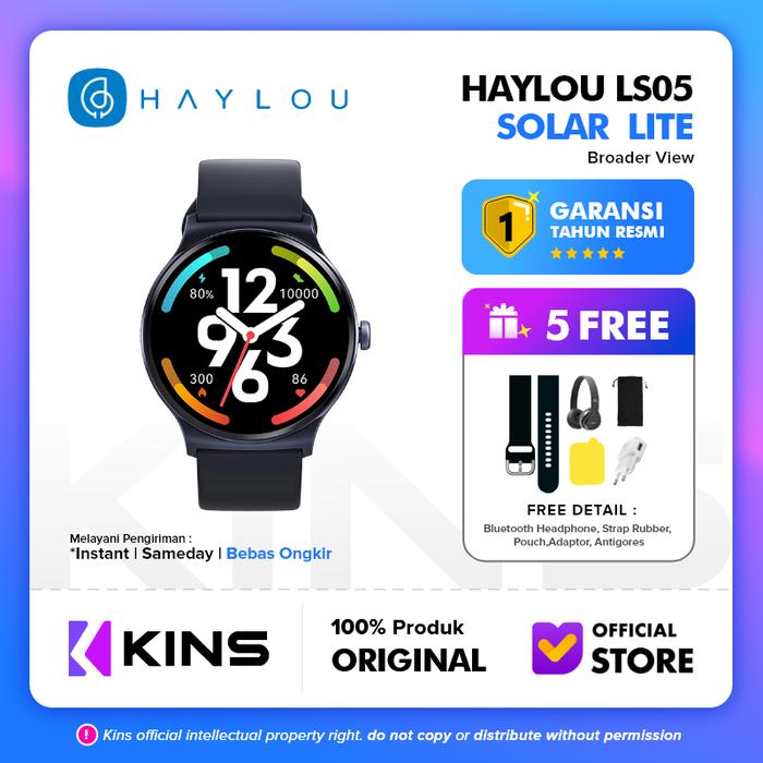 Gambar Haylou Solar Lite Smart Watch IP68 Sp02 1.38" Display LS05 Solar Lite - Black Blue, 3 Bonus dari KINS Official Store undefined Tokopedia