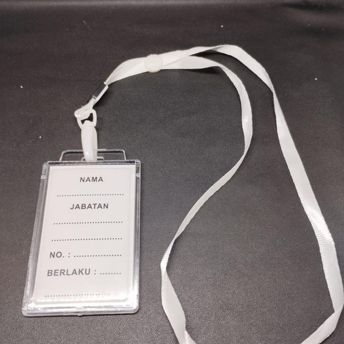 Gambar SET TEMPAT KARTU DAN TALI / TEMPAT ID CARD / LANYARD TALI / TEMPAT ID CARD / Case tanda pengenal / ID Card TEBAL 2 SISI / CASING NAME TAG / NAMETAG ID CARD / TANDA PENGENAL BENING / CASING KARTU NAMA DAN TALI / TALI PENGENAL / TALI KARTU NAMA - Putih dari ALI SUPPLIER undefined Tokopedia