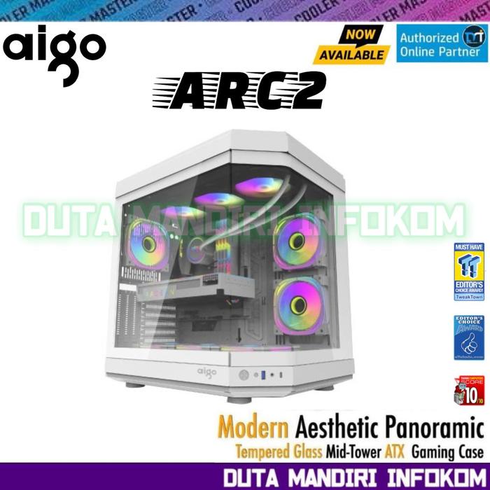 Gambar Aigo ARC2 - Luxury Exquisite Curved Tempered Glass Mid Tower ATX Gaming Case - White Edition  dari Duta Mandiri Infokom undefined Tokopedia