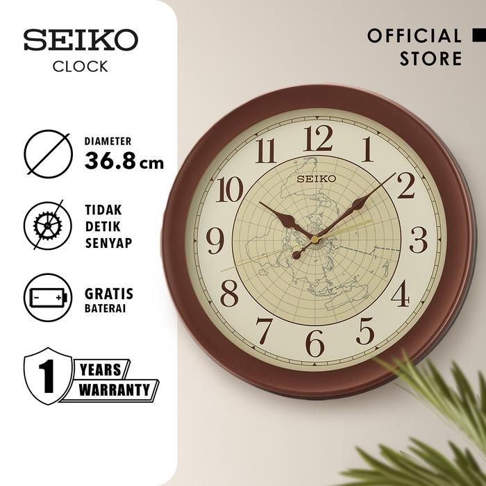 Gambar Jam Dinding Seiko QXA709B World Map Metallic Brown Color 36.8cm Original dari Seiko Clock undefined Tokopedia