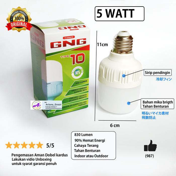 Gambar lampu bohlam led Terang murah 5 watt, 7,5 watt 30 watt Diskon, COD, - 5 WATT dari ArJuna Grosir Shop_NEW undefined Tokopedia