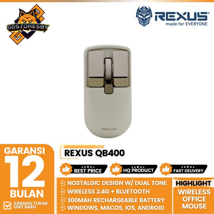Gambar REXUS QB400 BLUETOOTH OFFICE WIRELESS Mouse - Beige dari GGSTORESBY undefined Tokopedia