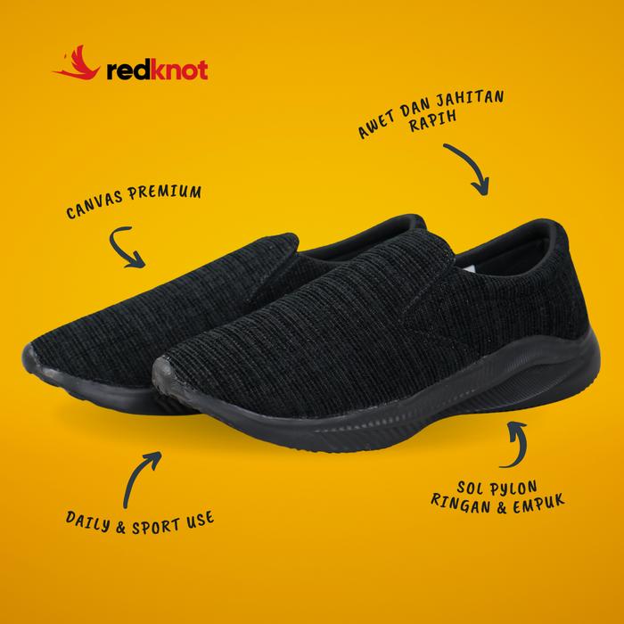 Gambar Redknot Barna Hitam Sol Hitam - Sepatu Slip On tanpa tali untuk Olahraga, Jalan Santai, Full Black - Hitam Sol Hitam, 36 dari Redknot - Sepatu Sneakers Pria undefined Tokopedia