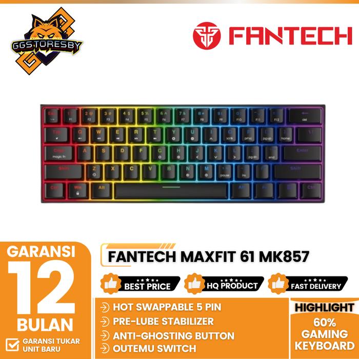 Gambar FANTECH MAXFIT 61 MK857 60% RGB Mechanical Gaming Keyboard - Hitam, BLUE dari GGSTORESBY undefined Tokopedia