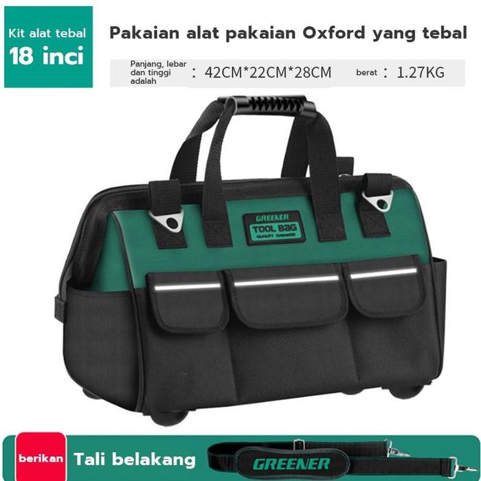 Gambar Termurah!! GREENER Tas Perkakas Toolkit Toolbox Toolbag Storage Tahan air dengan Strip Reflektif/Tool bag Kain Oxford Tebal Tas Alat Perkakas Kuat Tas Perkakas Toolkit Toolbox 13 Inch - 18inch dari GANTARII STORE undefined Tokopedia